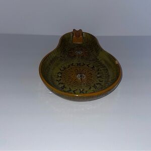 Green and Brown 1960s Bitossi Pear Vintage Ashtray FLAW